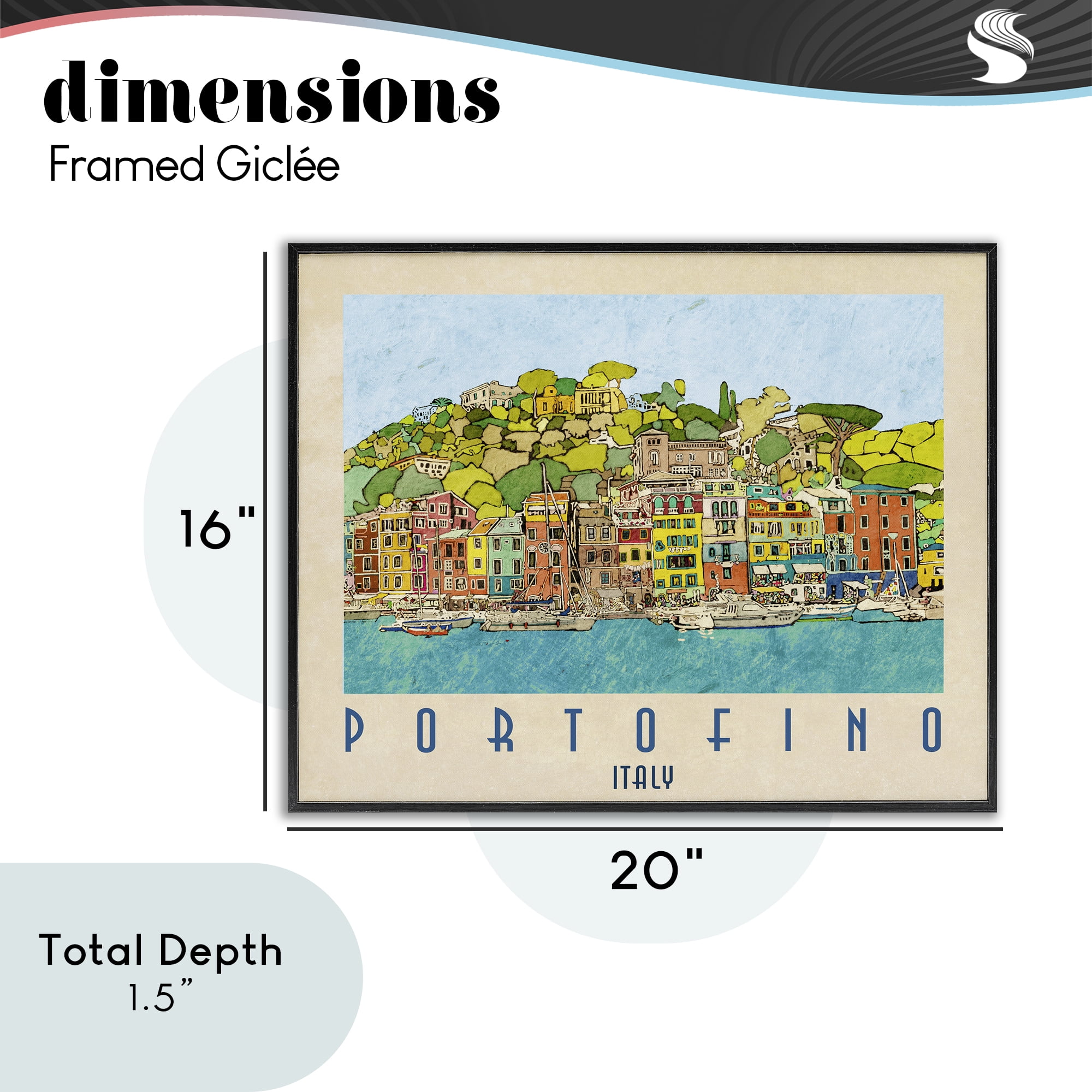 Stupell Industries Portofino Architecture Poster Black Framed Giclee Art, design by Ynon Mabat
