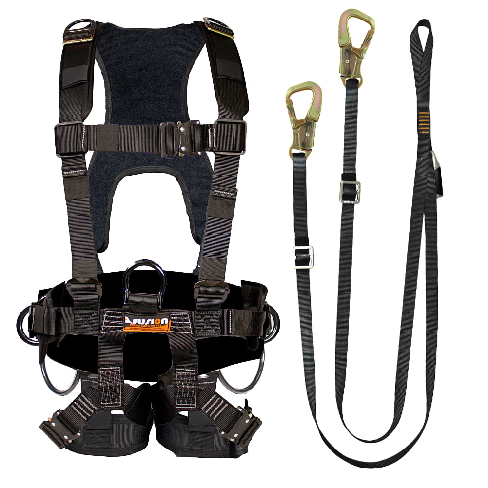 Fusion Climb Apollo Tactical Zipline Padded Half Body Adjustable Harness 23kN L-XL Black 