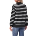 thumbnail image 3 of INSPIRE CHIC Womens Maternity Blouse Cotton Mock Neck Shirt Half Zip Long Sleeve Tops Side Slit Striped Turtleneck Pregnancy S White Stripe, 3 of 6