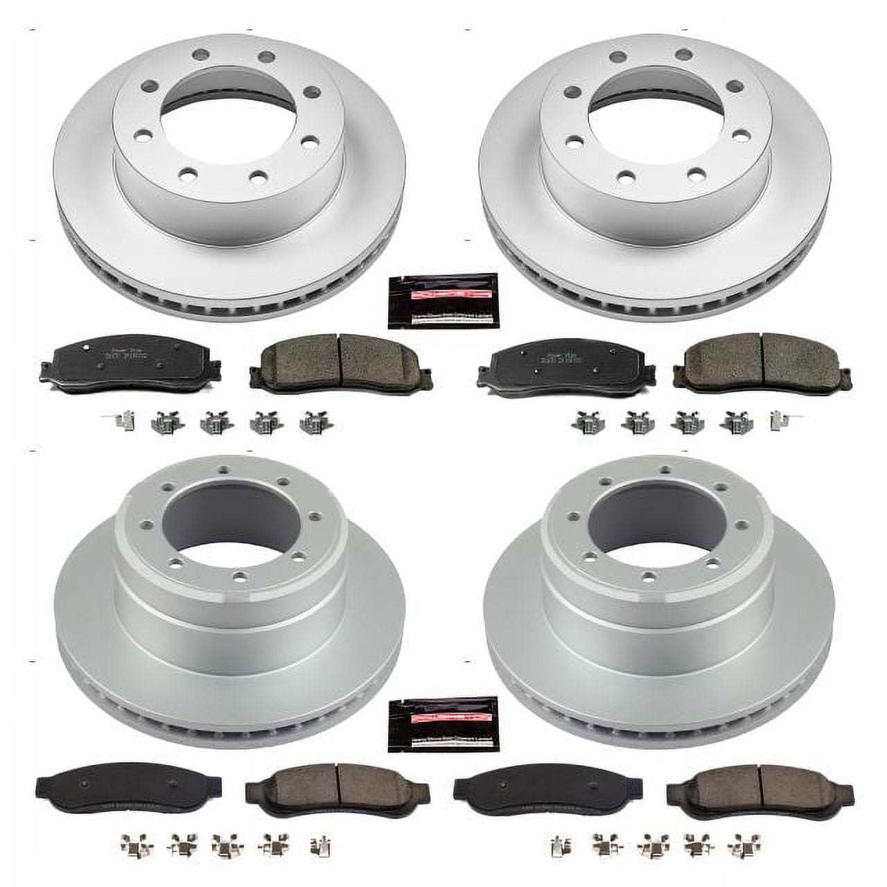 PowerStop Front and Rear Geomet Coated Brake Rotor and Pad Kit Fits: FORD Select Models CRK6546