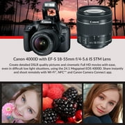 Canon 4000D DSLR Camera with EF-S 18-55mm Lens (International Version) + 64GB Memory Card(International Model)