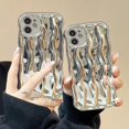 thumbnail image 3 of for iPhone 12 Case 6.1 Inch Cute Wavy Curly Wave Phone Case Aesthetic Water Ripple Pattern Soft Bumper Case for Women Girls Silicone Shockproof Protective Case, Silver, 3 of 15