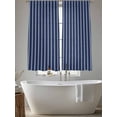 thumbnail image 6 of Navy Blue Striped Semi Sheer Window Curtains 72 Inches Long, Navy Blue White Farmhouse Stripes Rod Pocket Voile Chiffon Curtain Light Filtering Drapes for Living Room, Kitchen, 52"x72", 2 Panels, 6 of 9