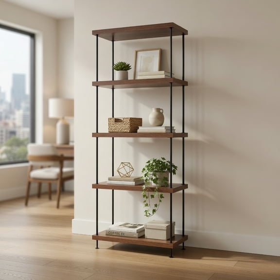 Resenkos Versatile Shelving Unit Bookcase,Bookcases,Bookshelves Corner Shelf,2/3/4/5-Tier Multipurpose Display Rack with Metal Frame-5-Tier