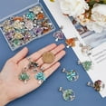 thumbnail image 3 of 28Pcs 14 Styles Tree of Life Gemstone Pendants Crystal Quartz Chakra Pendant Charms Mixed Gemstone Chip European Flat Round Large Hole Dangle Charm with Alloy Finding for Jewelry Making, 3 of 7