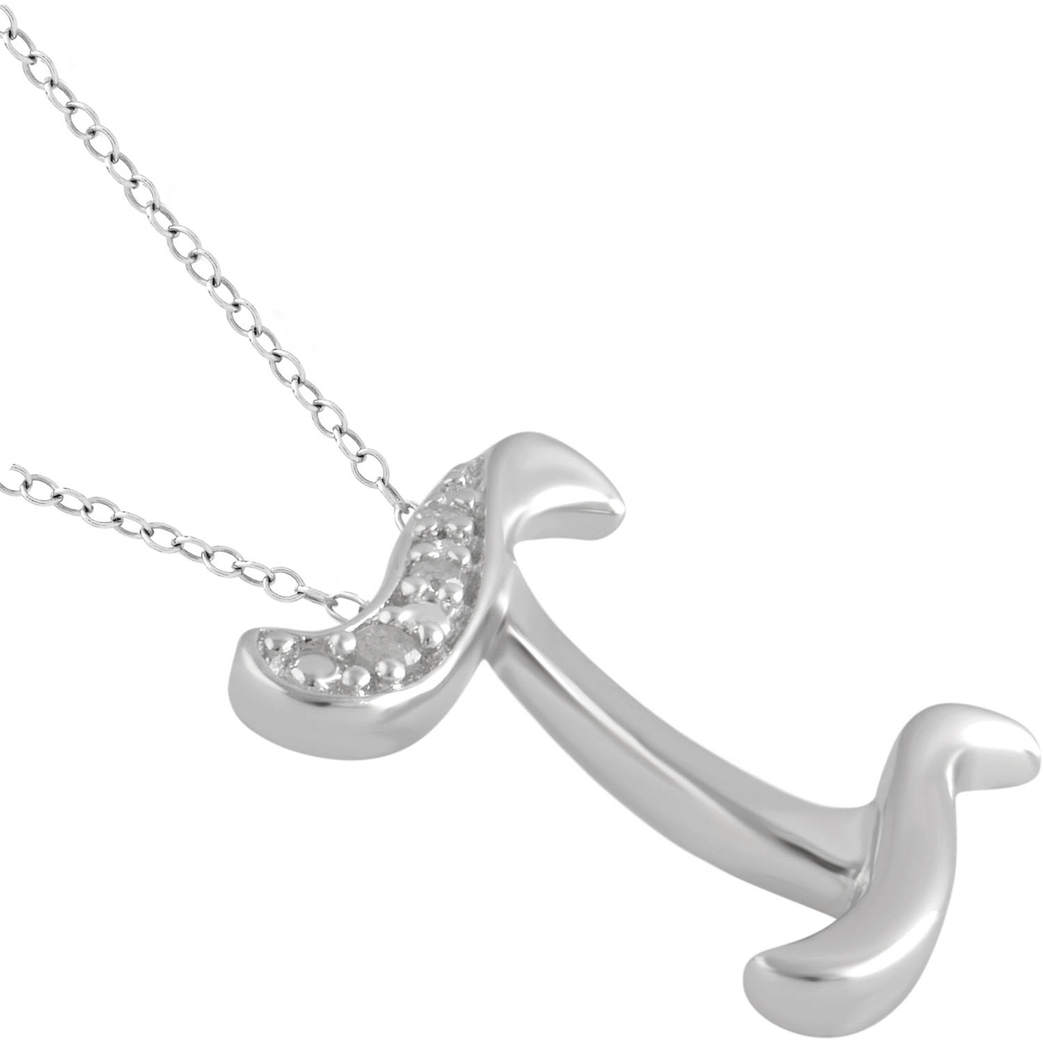 Arista Diamond Accent White "I" Initial Women's Pendant in Sterling Silver, 18"