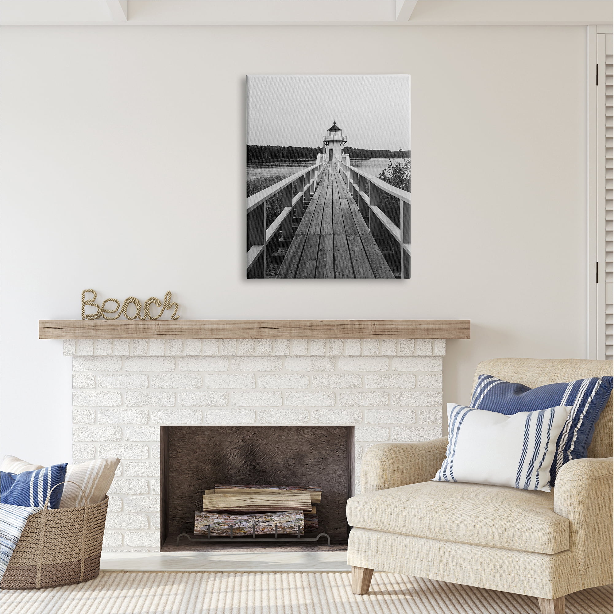 Stupell Industries Rustic Lighthouse Photography Landscape Photography Gallery Wrapped Canvas Art Print Wall Art, 30 x 40