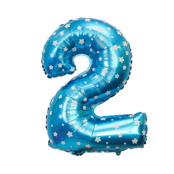 KAKOWELY Globos digitales de aluminio de 32 pulgadas con números, ideales para fiestas, cumpleaños, bodas y aniversarios (impresión azul, número 2)