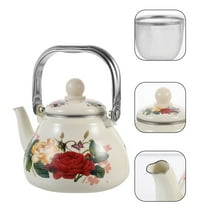 Topbathy Vintage Enamel Tea Kettle with Easy Pour Spout and Handle for Home Office Use