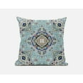 thumbnail image 2 of Aqua Blue Floral Geometric Suede Throw Pillow, 2 of 5