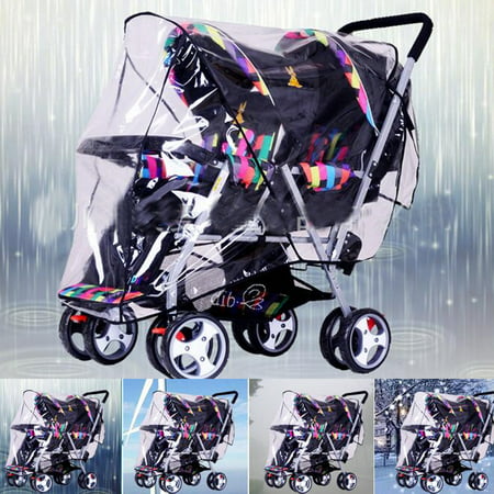 Clear Stroller Rain Cover Weather Pram Baby Infant Double Pushchair Wind (The Best Double Pram)
