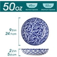 thumbnail image 3 of SELENE 50 oz Large Pasta Bowls Set of 6, Porcelain Serving Bowls, 9.5 Inch Wide Shallow Salad & Soup Bowls, Kitchen Pasta Plates, Microwave and Dishwasher Safe, Blue White Floral Design, 3 of 8