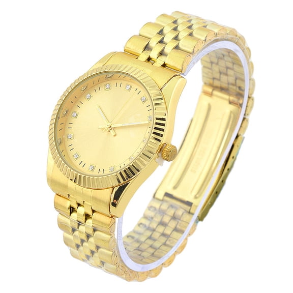 Ladies teen gold tone classic business watch 36mm 10mm thick.