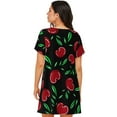 thumbnail image 3 of Horeoi Cherry Print Women's Short-sleeved Nightdress Breathable Cotton-like Material Loose A-line Knee-length, 3 of 6
