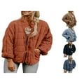 thumbnail image 5 of Women Stand Collar Quilted Jackets Long Sleeve Solid Color Full Zip Padded Jackets, 5 of 5