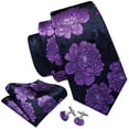 thumbnail image 3 of Set de corbatas Barry.Wang tejidas en seda, color morado, 150 cm, 3 of 7