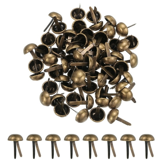 Uxcell 120 Pcs Brads Paper Fasteners, 12 x 20 mm Metal Round Head Split Pins, Prong Brads for Scrapbooking Leather Craft Decorative DIY Supplies, Bronze