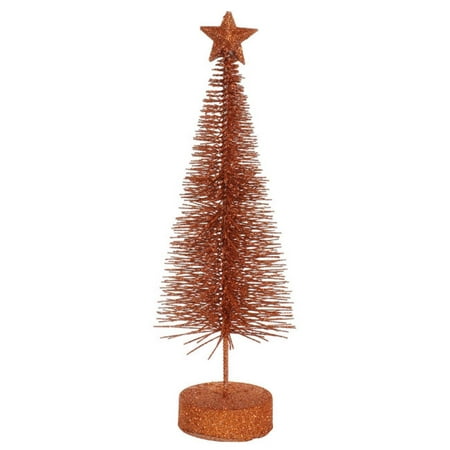 Pack of 2 Burnt Orange Glitter Sisal Artificial Table Top Christmas Trees