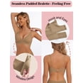 thumbnail image 3 of Sujetador en V profundo, bralettes sexy para mujer, acolchados, cómodos, alisadores inalámbricos, sujetadores de levantamiento sin costuras, bronceado, M, 3 of 5