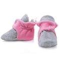 thumbnail image 4 of Anti-Slip Sole, Fleece Baby Booties, Newborn Home Booties, Sweat Proof Organic Cotton Lining, Gray Pink, 4 of 7