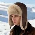 thumbnail image 2 of Fgnfyis Leather Winter Trapper Hat with Ear for Outdoor Motorcycle Skiing Cold Weather Warm Lined Hats for Men and Women BW1, 2 of 4
