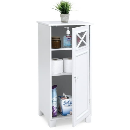 Best Choice Products 3-Tier Wooden Floor Cabinet for Home & Bathroom Storage and Organization w/ Adjustable Shelves, Door, (Best Way To Make Cabinet Doors)
