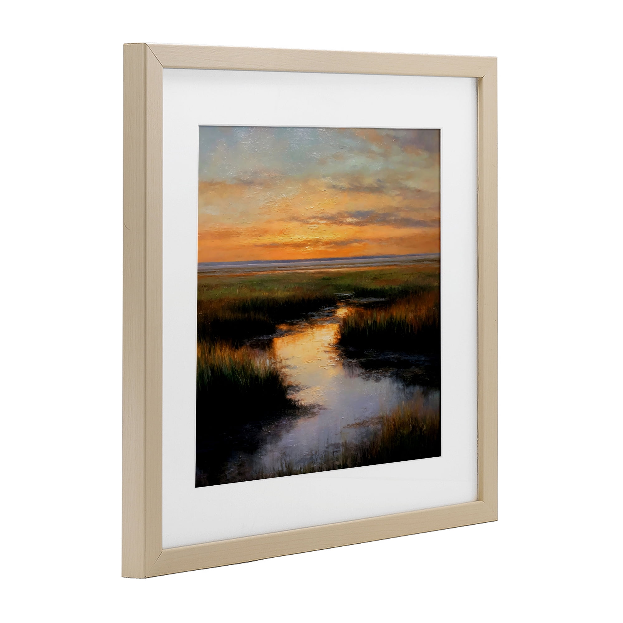 Stupell Industries Warm Marshland Sunset Birch Framed Print Under Glass, design by Petal Prints Design