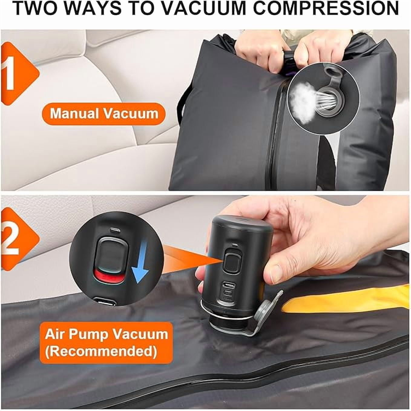 Vacuum Bags for Travel Luggage with Wireless Pump, Revolutionary Reusable Compression Bags