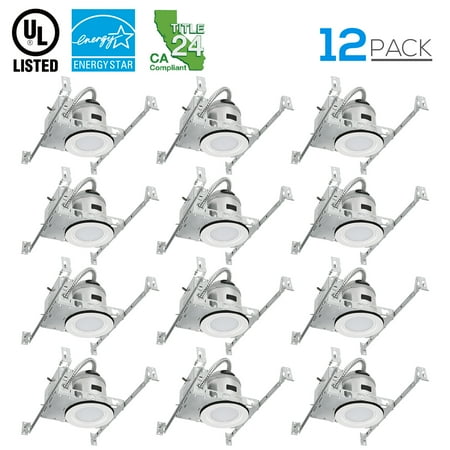 4 Inch Downlight - 12 Pack 4 Inch New Construction Recessed Housing + 12W LED Downlight, 2700K Soft White
