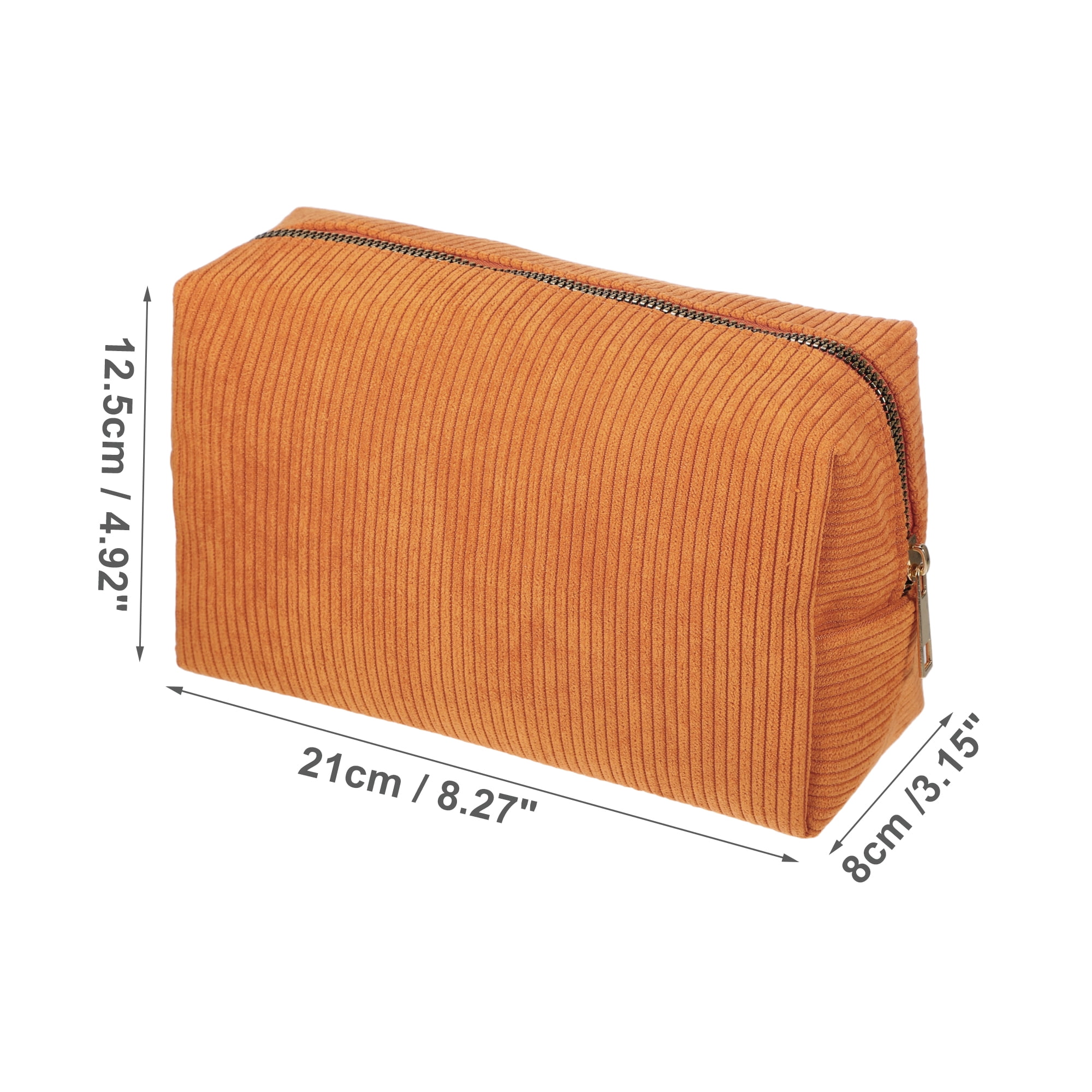 Unique Bargains 1Pc Durable Corduroy Storage Cosmetic Bag for Travel Activities Orange