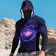 thumbnail image 1 of Ceisia Purple-Blue Spiral Galaxy Print Hooded Top Men's Slim Fit Long Sleeve UV Protective Face Mask Shirt Purple S Gifts, 1 of 5
