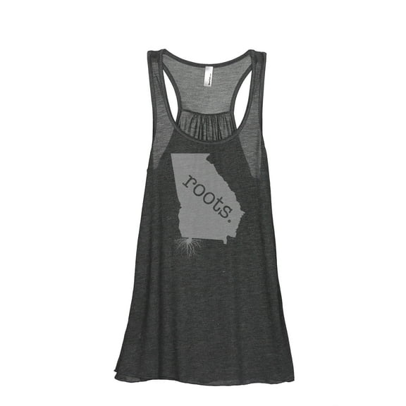 Thread Tank Home Roots State Georgia GA Women's Sleeveless Flowy Racerback Tank Top Charcoal Small