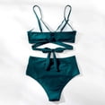 thumbnail image 4 of DPTALR Maillot de Bain Femme Deux Pièces Taille Haute Imprimé Croisé Bikini, 4 of 4