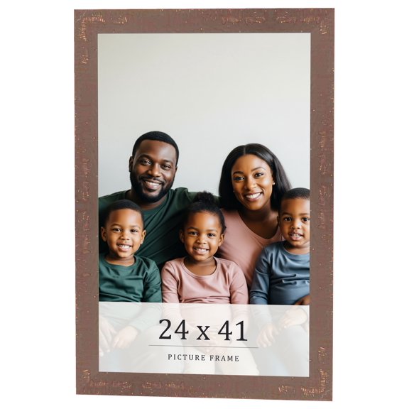24x41 Distressed Brown Real Wood Picture Frame Width 1.25 inches | Interior Frame Depth 0.5 inches