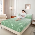 thumbnail image 3 of Erosebridal Girls Green Bow Tie Stripes Full Size Sheets 4-Piece,Green Ombre Bed Sheets For Teens, 3 of 5