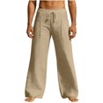 thumbnail image 2 of Yaoyar Men's Casual Linen Pants Elastic Waist Drawstring Yoga Beach Pants Lightweight Loose Fit Trousers with Pockets, 2 of 5