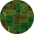 thumbnail image 1 of Ahgly Company Indoor Round Patchwork Green Transitional Area Rugs, 3' Round, 1 of 4