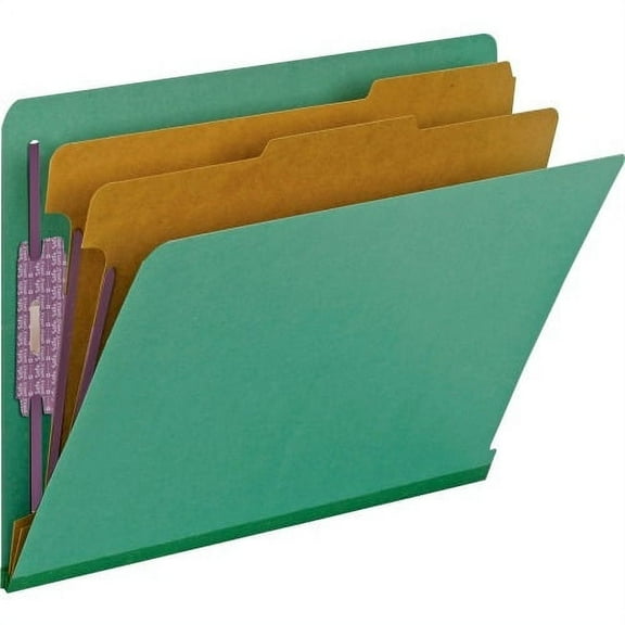 Smead End Tab 2-Div Classification Folders Letter - 8 1/2" x 11" Sheet Size - 2" Expansion - 2 x 2S Fastener(s) - 2" Fastener Capacity for Folder - 1/3 Tab Cut - 2 Divider(s) - 25 pt. Folder Thickness