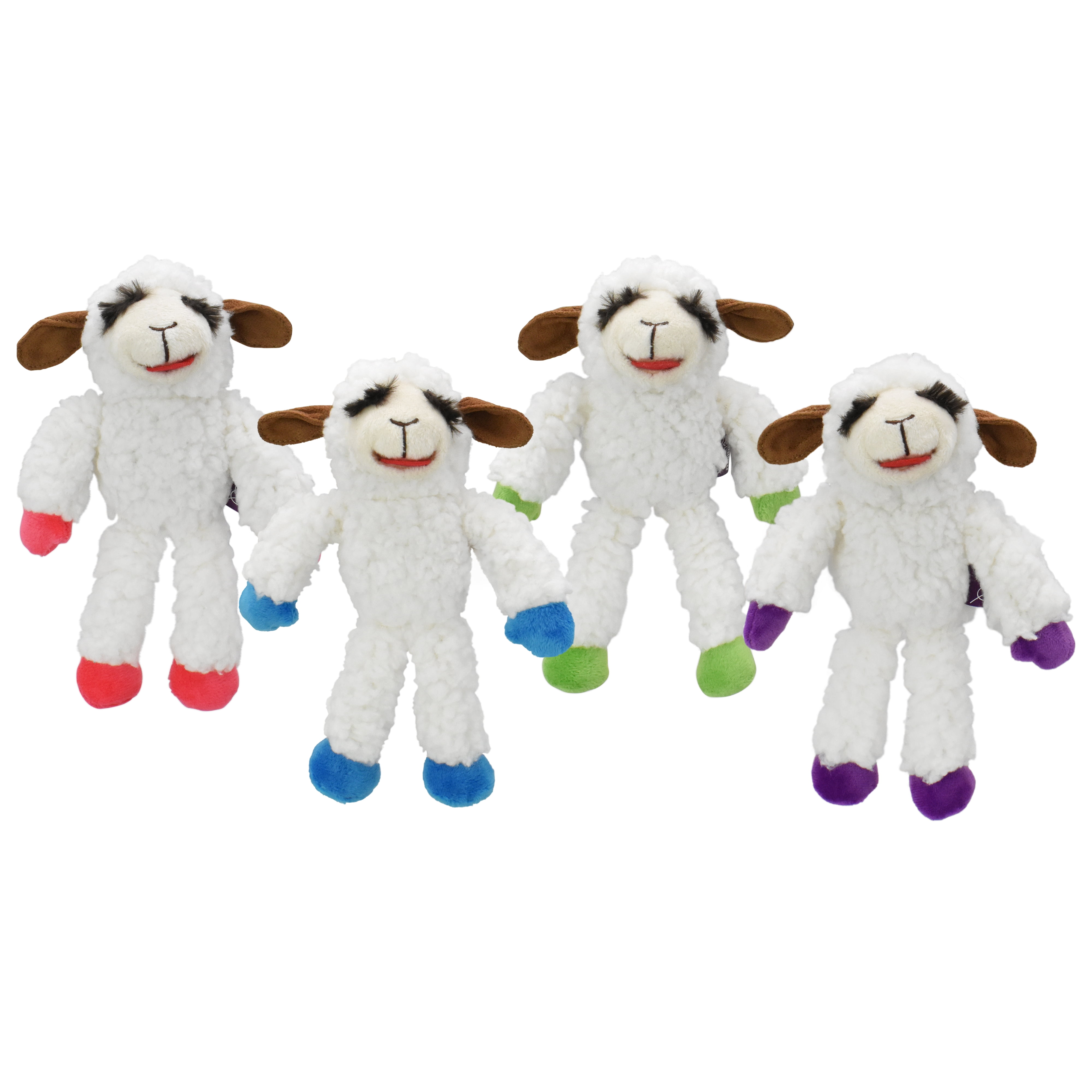 Multipet Plush Standing Floppy Lamb Chop Dog Toy, Color Paws