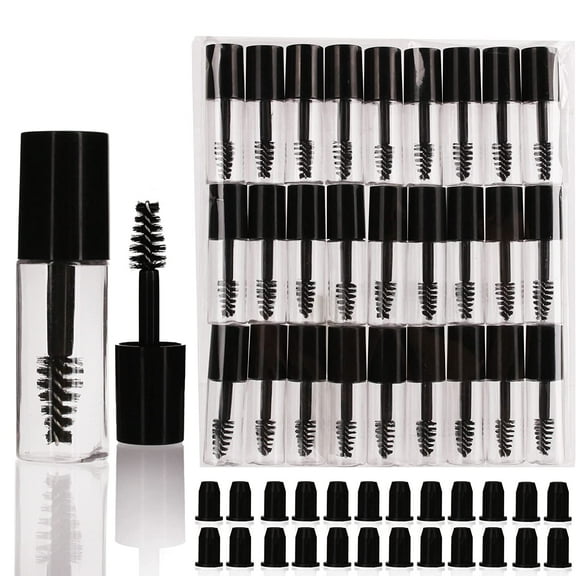 29 PCS Empty Mini 3ml mascara tubes and wand for castor oil, Small Sample Size Eyelash Growth packing Tube container