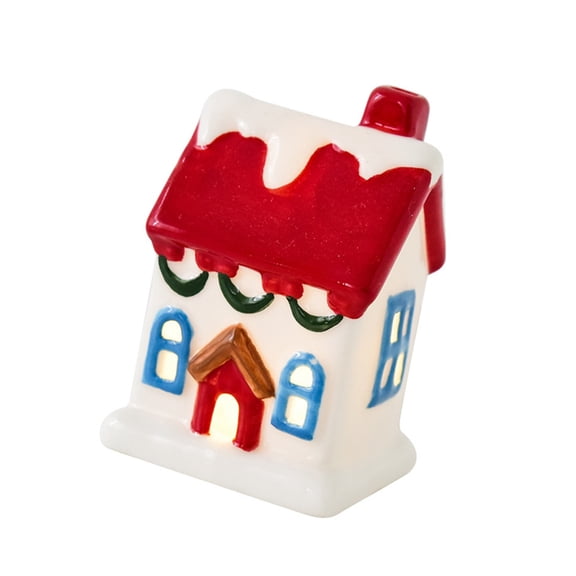 CIYISON Ceramic Christmas houses Battery Operated Miniature Holiday Decoration Winter Display
