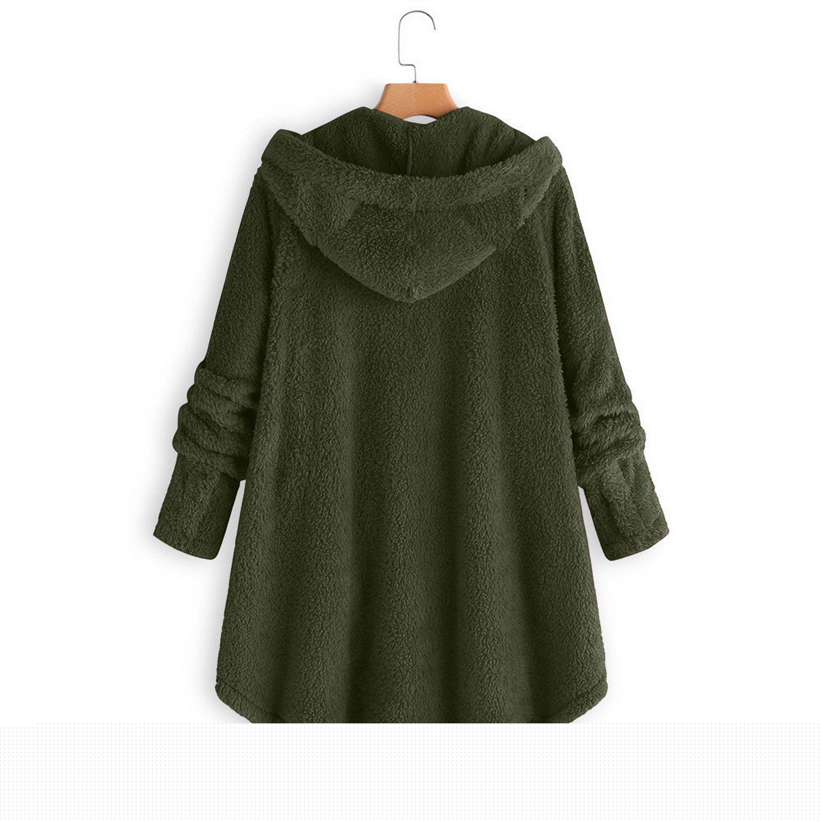 thumbnail image 3 of UQjfacai Womens Hoodies Coat Cat Ear Hooded Plush Tops Fall Winter Fashion Loose Plus Size Button Long Sleeve Fleece Pullover Sweaters, 3 of 3