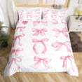 thumbnail image 2 of Manfei Girls Female Women Kawaii Ribbon Bow Knot Full Size Comforter Cover 3-Piece,Dreamy Princess Bedding Full Size,Cartoon Pink Bow Lightweight Duvet Cover,Breathable Home Decor(No Comforter), 2 of 6