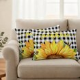 thumbnail image 6 of Outdoor Pillow Covers 20x12 Set of 2, Sunflowers Waterproof Patio Throw Pillow Covers for Couch Sofa Chair, Black White Check Sunshine Buffalo Bee Decorative Pillowcases for Throw Pillows, 6 of 9
