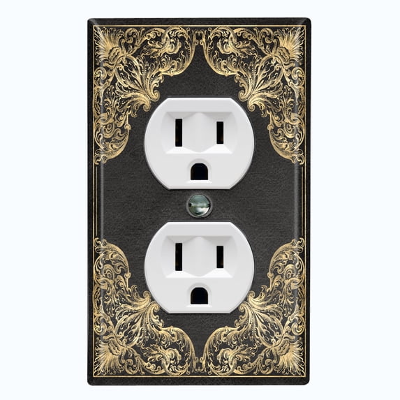 Metal Light Switch Plate Cover Black Yellow French Victorian Frame FRA003