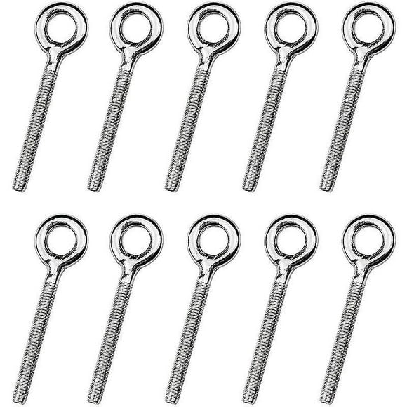 10 Pack M6 Eye Screw Ring Bolts Welded Ring Screws Eye Hook Bolt For Outdoor Machine Swing