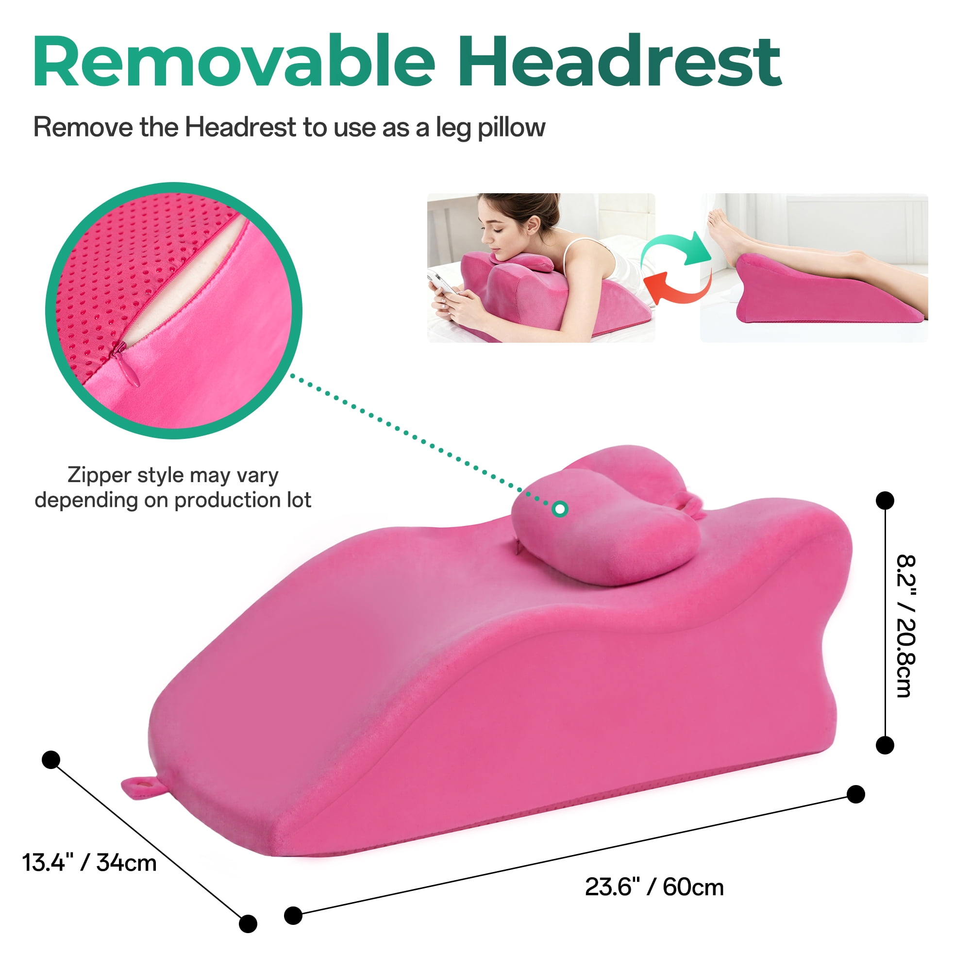 Memory Foam Contoured Support Pillow Neck Back Waist Leg Multi-Position Relaxation Cushion