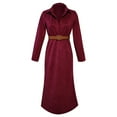 thumbnail image 4 of IWRICH Women's Suede Leather Dress Fall Long Sleeve Lapel Button Maxi Shirt Dress with Belt L, 4 of 5