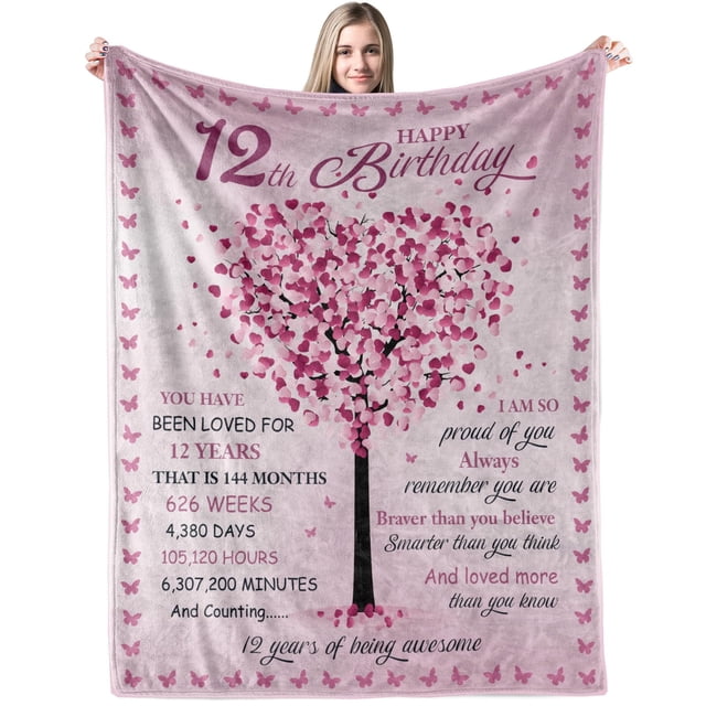 LHSHID 12th Birthday Gifts Blanket for Her 12 Year Old Girl Birthday Gifts Ideas from Parents Grandparents Sister for Teen Girl 50x60in
