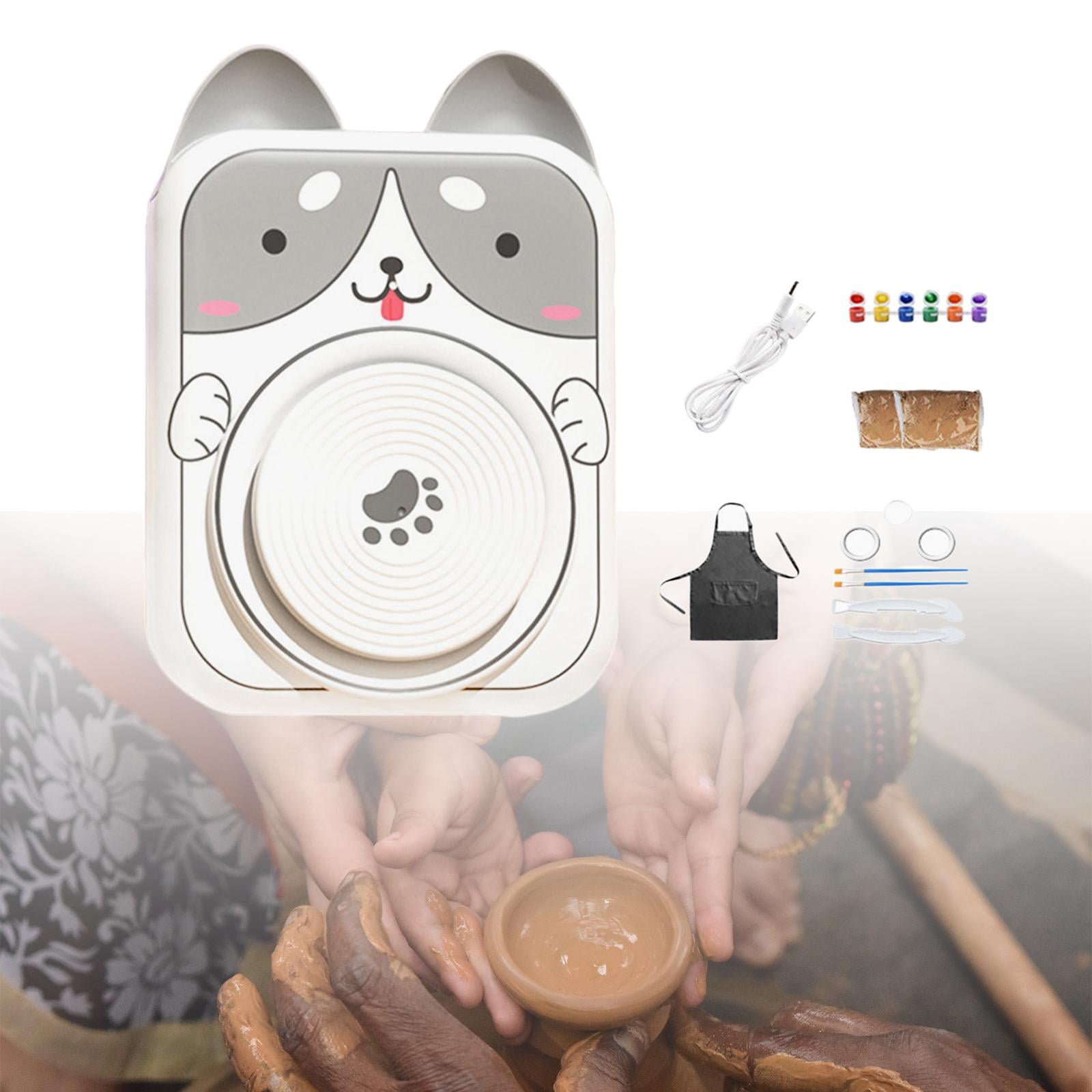 Pottery Wheel for Kids Electric Pottery Machine Molding Machine and Painting Supplies Complete Pottery Set Children's Craft Projects Dog